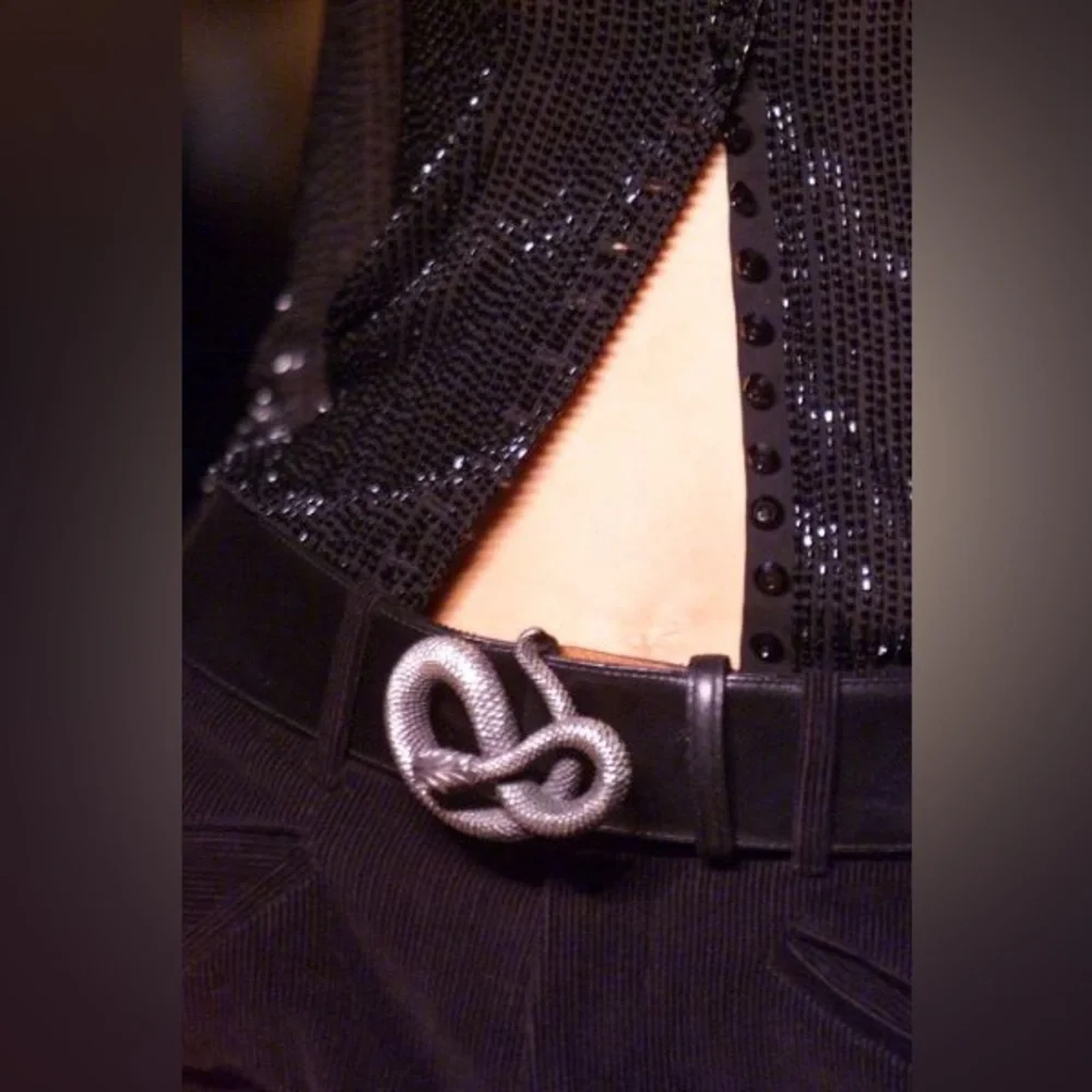 Ralph Lauren Collection Fall 2001 Sculptural Snake Buckle Black Calf Belt